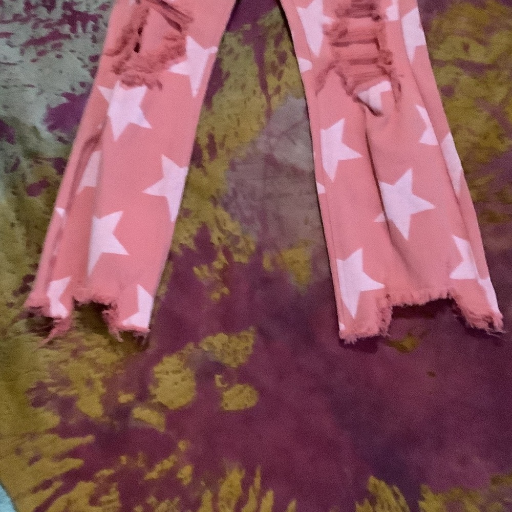 Risen Coral Star Distressed Women Jeans - Picture 4 of 4